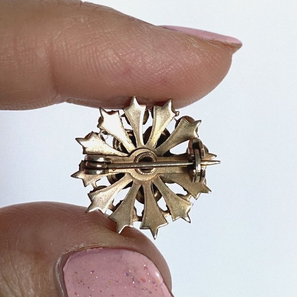 Rhinestone Flowers Two Tone Scatter Brooch Pin Pair UnSigned Prong Set Vintage - Picture 7 of 11